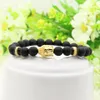 Religiösa grossist smycken 10st / lot Dzi Eye Dignified Clear Cz Buddha Head Armband gjorda med 8mm Matte Agate Stone Pärlor