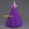 Robes de filles de fleur de champagne violet, robes de soirée de filles bleu marine robe de bal jupes en tulle haut en dentelle fermeture éclair dos robes de soirée de filles pas cher