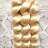 Loose wave human hair extensions Blonde Human Hair Weft 1 bundles Non-Remy 100g 613 Bleach Blonde brazilian hair weave bundles double weft