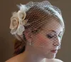 Véus de casamento champanhe marfim seda flores penas birdcage véu véu noiva cabelos de noiva pedaços bons quanlity acessórios nupciais