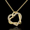 Free shipping Heart white crystal 18K gold Necklaces for women,Brand new yellow gold gem pendant Necklaces include chains SGN586