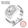 YHAMNI Moda Anello in argento sterling 925 1 carato 6mm Diamante CZ per uomo Regalo di festa nuziale Gioielleria raffinata MJZ034