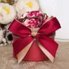 Luksusowy Europejski Kwiat Cylindryczny Styl Diament Crystal Wedding Candy Box Case Z Silk Wstążki Okładki Prezent