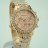 Mode Horloges Dames Diamond Gold Silver Rose Alloy Rhinestone Steel Watchbands met Kalender Datum Dames Jurk Horloges