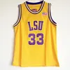 Shaq Lsu Jersey Oneal Jersey Retro NCAA College Jersey 32 노란색 보라색 남성 자수 농구 유니폼