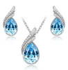 Wholesale Price 18K White Gold Plated Crystal Necklace Earrings Jewelry Set made With CZ Elements Health Wedding Jewelry for Women