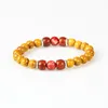 New Designs Wood Jewelry Wholesale 10pcs/lot 8mm Natural Yellow Wood with Sea Sediment Beaded Couples Bracelet