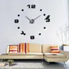 Horloges En gros 2016 nouvelle horloge montre horloges grands autocollants muraux décoration de la maison salon 3d bricolage acrylique miroir horloge livraison chaude gratuite