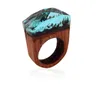 Bague intérieure en résine et bois pour femmes, bijoux de doigt en bois, Rose en fleurs, forêt secrète, mondes miniatures, tendance et populaire