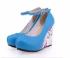 Fashion Ankle Strap High Wedges Platform Pumps For Women Casual Elegant Flower Print Wedges Platform Shoes mary jane Dress Shoes