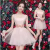 Pink Short Elegant Bridesmaid Dresses for ladies Lace Birthday party Short section Evening Bridesmaid Dresses With High Quality