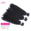 Mongolian Kinky Curly Virgin Hair Weaves With Closure 5pcs Lot Lace Closes With 4 Bundles Ocessed Afro Kinky Curly Virgin Human Hair