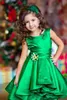 Scoop Neckline Green Flower Girls Dresses Back Zipper High Low Back Zipper With Sashes Custom Made Formal Party Gowns Girls Pageant Dresses