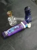 Accessoires de bongs en verre de pot de gourde de beauté bleue, tuyaux en verre de brûleur à mazout uniques, conduites d'eau, conduites d'huile en verre, plates-formes d'huile fumant avec compte-gouttes