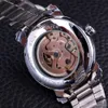 Winnaar Skeleton Mechanisch Horloge Heren Horloges Blauwe Oceaan Mode Casual Designer Roestvrij staal Mannen Topmerk Luxe Automatische horlogeklok