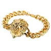 Nouveaux hommes plaqué or tête de lion Bracelet Cool mode Hip Hop argent or couleur haute qualité hommes bijoux pour cadeaux de noël