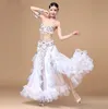 New Arrivals Performance Oriental Belly Dancing Clothes Conjunto de 3 piezas de sujetador con cuentas, cinturón y falda Conjunto de traje de danza del vientre