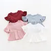 Online Alışveriş Toddler Yaz Mini Elbise Ruffled Kollu Katı Renk Bebek Rahat Elbiseler 4 Renkler Moda Bebek Kız Elbise 17060202
