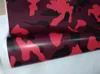 Ubran Red Large Camo Vinyl For Car Wrap With Air Release Gloss / Matt Camouflage Stickers Film Truck Printed self adhesive 1.52X30M (5x98ft)