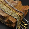 3mm di spessore 60 cm di lunghezza in acciaio inossidabile corda solida catena intrecciata oro placcato argento hip hop collana a catena intrecciata per uomo