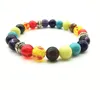 Women Men Healing Balance Colorful Beads Silver Plated Strands Bangle Jewelry Natural Stone Yoga Charm Bracelets