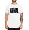 Märke gym kläder fitness t-shirt män mode utöka hip hop sommar kortärmad t-shirt bomull bodybuilding muskelingenjörer