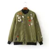 Womens Jackets Wholesale- Punk Style Bomber Jacket Women 2021 Army Green Embroidered Cartton Letter Patternjacket Fashion Street Coat Casua