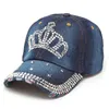 Wholesale- VONRU New Crown Rhinestone Baseball Caps Fashion Jean Hat Hip Hop Women Denim Baseball Cap Sun Hat1