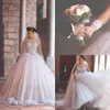 Luxury Long Sleeve Sheer Tulle Wedding Dresses 2020 Beadings Ball Gown Arabic Bridal Dress Wedding Dress Formal Gowns