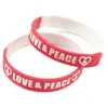 100PCS Love and Peace Silicone Rubber Bracelet Printed Logo Hip Hop Style Segmented Color Simple Decoration