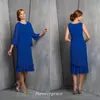 Elegante Azul Royal Mãe dos Vestidos de Noiva Chiffon Formal Madrinha Mulheres Usam Ternos Convidados Do Casamento Do Evening Vestido Feito Sob Encomenda Plus Size