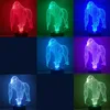 Gorilla Night Light USB Strömförsörjning Button-Style Seven-Color LED Creative 3D Home Bedroom Exhibition Hall Aisle Atmosphere