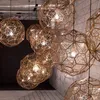 Modern Round Ball Pendant Lamps American Droplight Silver Gold Copper Pendant Lights Fixture Hotel Bar Home Indoor Lighting Restaurant Lamp