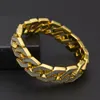 Bracelet à maillons de chaîne cubaine pour hommes, en alliage glacé, Hip Hop, or, argent, lourd, 15mm, 8 pouces, 238u