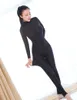 Sexy lingerie zachte elastische bodysuit vrouwen open kruis lange mouw jumpsuit transparante slanke romper exotische catsuit