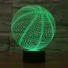 3D 책상 램프 농구 라운드 모양 선물 아크릴 야간 조명 LED 조명 가구 장식 다채로운 7 색 변경 가정용 홈