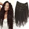 Afro kinky clip ins 8pcs clip afroamericano en extensiones de cabello humano 100g Color natural rizado extensiones de cabello humano rizado