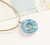 Goed A ++ Donut Kleine Verse Vriendin Ketting Cartoon Sleutelbeen Ketting Simple Sieraden Ceramic WFN500 (met Chain) Mix Order 20 stuks Veel