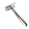 Men Shaving Double Edge Safety Razor Classic Shaver Zinc Alloy Silver Long Handle Razors Manual Manual Razor Set5393269
