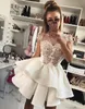 Wielopoziomowy Krótki Sukienka do domu z aplikacjami Sexy Sheer Powrót Zipper Mini Party Dress Cocktail Dress Club Nosić tanie mini wieczorną suknię