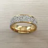 Full 5 Row zircon diamond Jewelry Free Shipping Wholesale Gold Color Stainless Steel Wedding Rings USA size 7/8/9/10/11/12