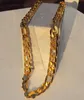 Nya män tung 12mm stämpel 24k Real Yellow Solid Gold GF Autentic Finish Miami Cuban Link Chain Necklace213L