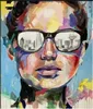 Framed Boy Face with Glasses Handpainted Modern Abstract PORTRAIT Pop Wall Art Oil Painting On Canvas Multi Sizes Ab182