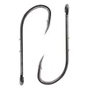 100PCS 92247 Högkolstål Fiskehakar Svart Offset Långt Barbed Shank Baitholder Bait Hook Size 1-6 / 0