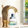 Antique Swan Faucet Full Copper Vintage Basin Faucet European Style Swan Water Tap Bathroom Sink Faucets Brass Finish Deck Mounted291l