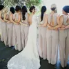 Новый Специальный Средства Дрюки Bluids Bridesmaids Шифон Брюки Костюмы Подружки Подружка невесты Платье свадебные Гостевые Брюки Костюмы Сексуальная Открыть Назад Вырезать