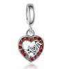 Large Hole Metal Heart Charms Pendants Rhinestone Beads Mom Finding for European Beaded Bracelet Jewelry Making Women's Day Gift