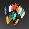 Assorted 10 Stones Bullet Form Ädelsten Present Healing Pointed Chakra Pendants Quartz Crystal Charm Hänge Randow Färg för halsband