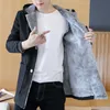 Wholesale- Thickening plus velvet warm windbreaker jacket men solid color casual hooded winter trench coat men's clothing size m-5xl FY1