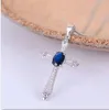 Vintage Cross Halsband Hängsmycke 5 * 7mm Naturligt mörkblå Sapphire Ädelsten Cross Pendant Solid 925 Silver Sapphire Halsband Hängsmycke